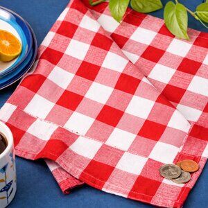 100% Cotton Quality Set of 4 Pack Kitchen Buffalo Check Plaid, Size 20''*30 Inch